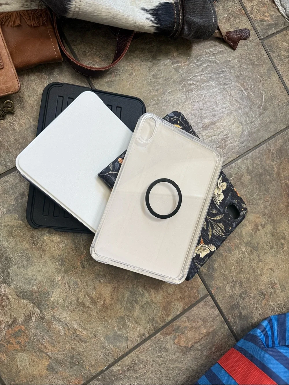 Apple Clear iPad Case with Black Ring Grip